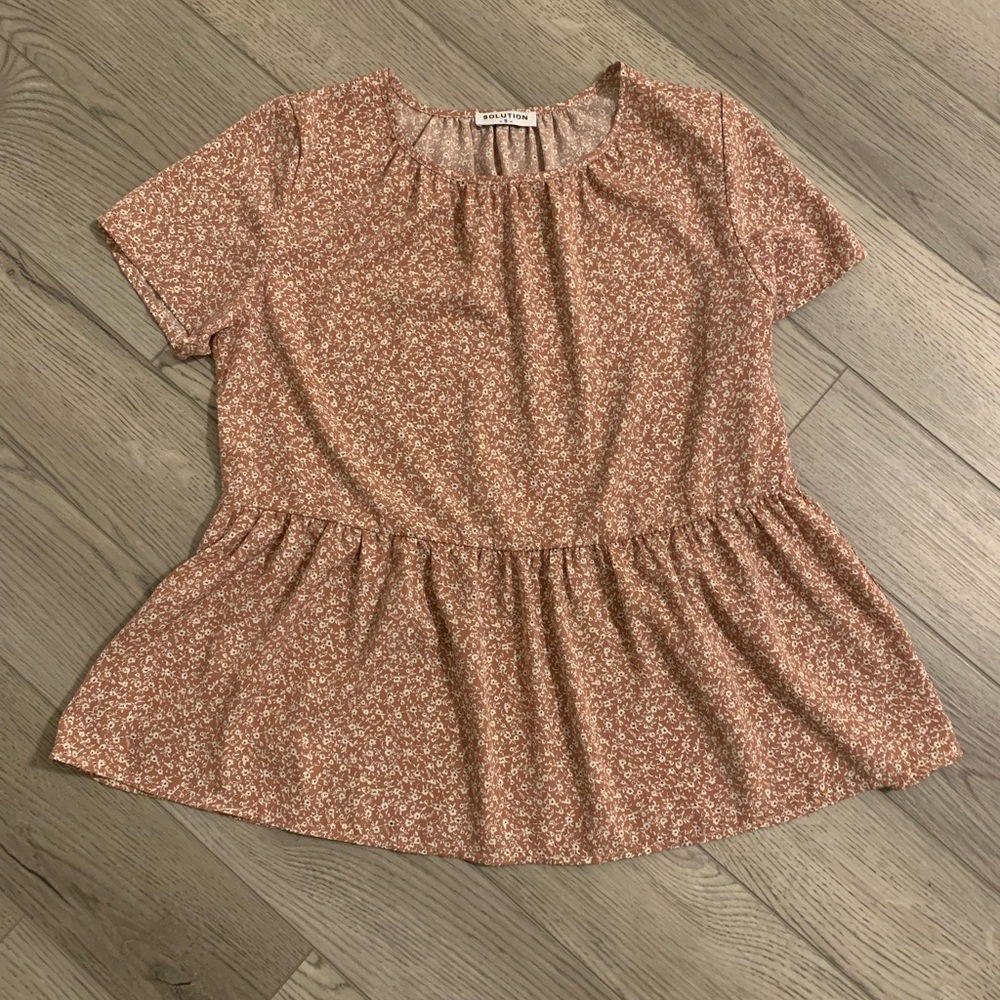 Small Solution Pink and Dainty white flower blouse